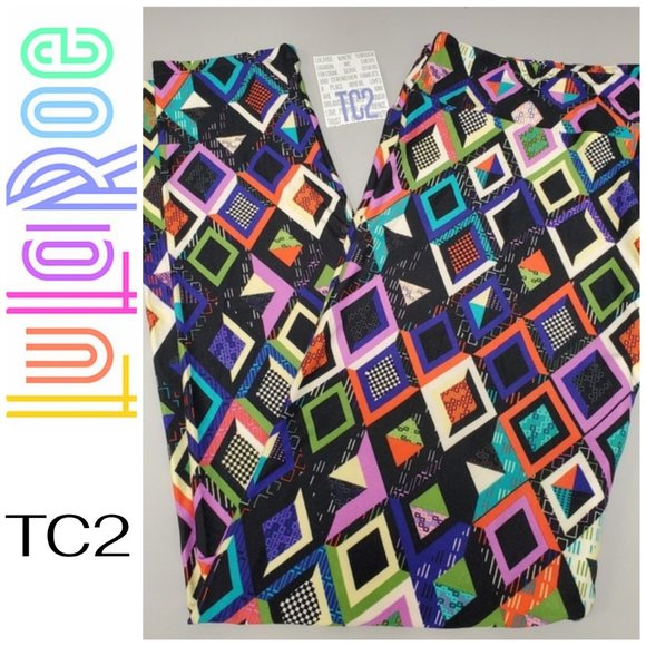 LuLaRoe TC2 Leggings Geometric Diamond Print NEW - Picture 5 of 7